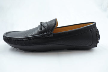 Black Textured Leather Loafer