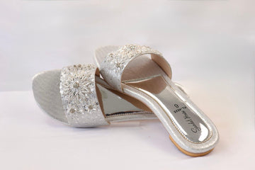 Silver Floral Flats KL4025