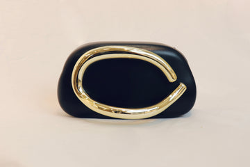 Black & Gold C‑Accent Clutch