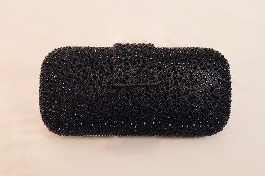 Black Gemstone‑Clasp Clutch