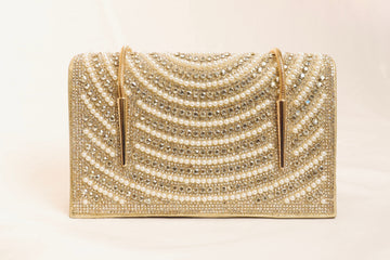 Pearl & Gold Cone‑Accent Clutch