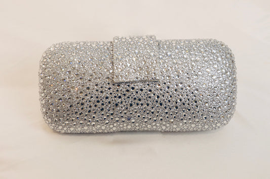 Silver Gemstone‑Clasp Clutch