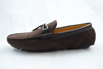 Brown Suede Loafer with Braided Detail