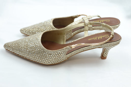 Gold Glitter Slingback Heel