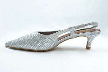 Silver Glitter Slingback Heel