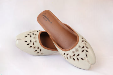 Khussa/Jutti Slider Flats Cream
