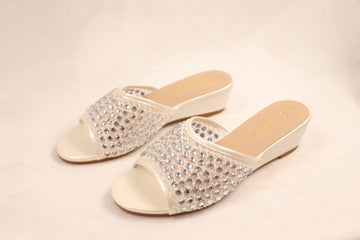 Pearl White Embellished Heels