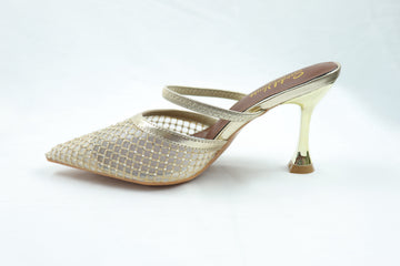 Mesh Slip-on Heels Gold