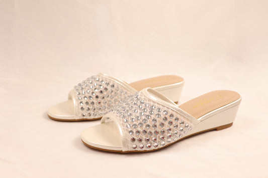 Pearl White Embellished Heels