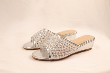 Silver Embellished Wedges