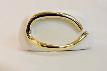 White & Gold C‑Accent Clutch
