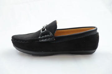 Kids’ Black Classic Loafer with Metal Link