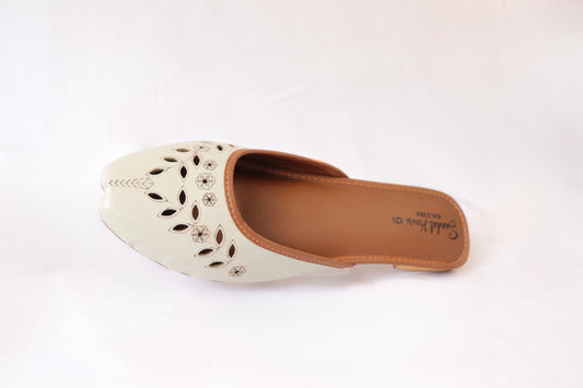Khussa/Jutti Slider Flats Cream