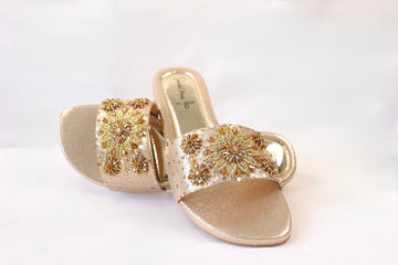 Gold Floral Flats KL4025