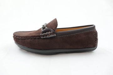 Kids’ Brown Suede Loafer with Chain Detail