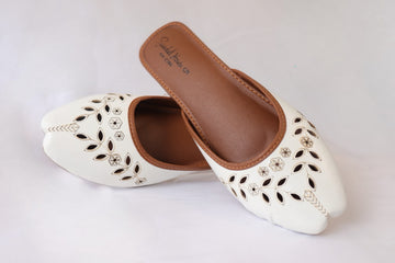 Khussa/Jutti Slider Flats White