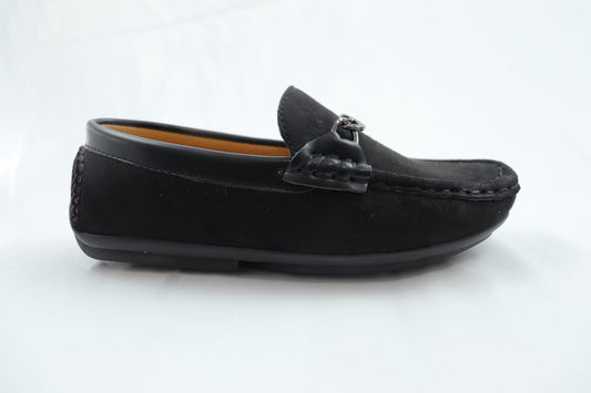 Kids’ Black Classic Loafer with Metal Link
