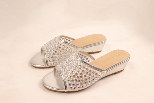 Silver Embellished Wedges