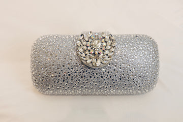 Silver Gemstone‑Clasp Clutch