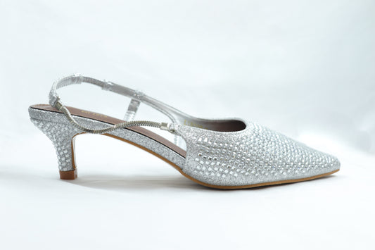 Silver Glitter Slingback Heel