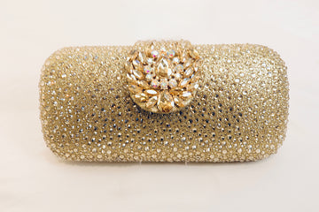 Gold Gemstone‑Clasp Clutch