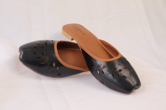 Khussa/Jutti Slider Flats Black