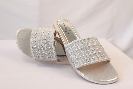 Silver Beaded Flats KL4023