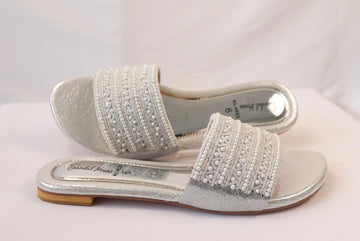 Silver Beaded Flats KL4023