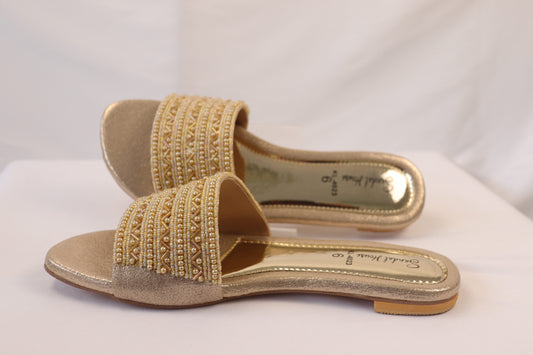 Gold Beaded Flats KL4023