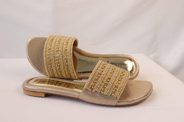 Gold Beaded Flats KL4023