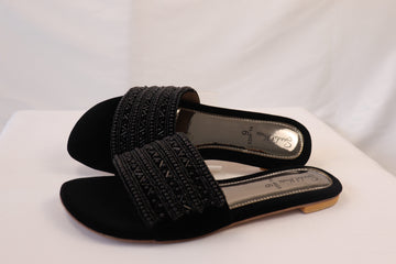 Black Beaded Flats KL4023