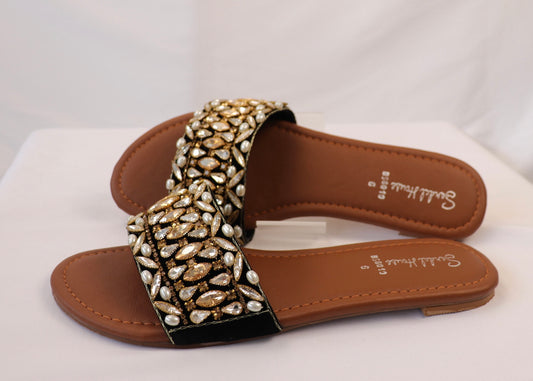 Black Embellished Flats BS6010