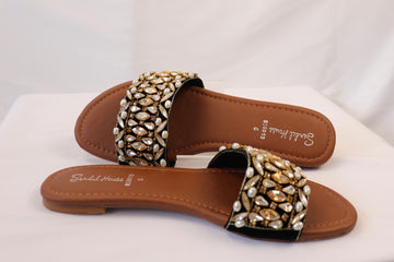 Black Embellished Flats BS6010
