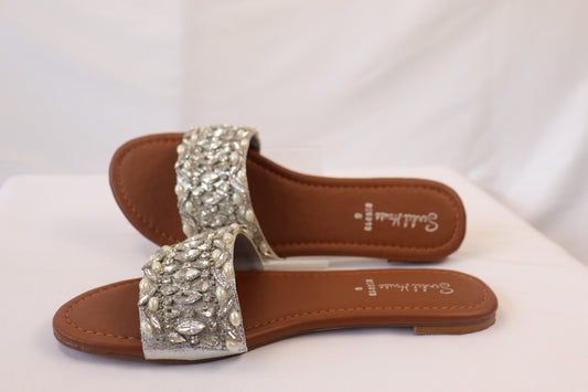 Silver Embellished Flats BS6010