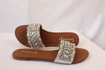 Silver Embellished Flats BS6010
