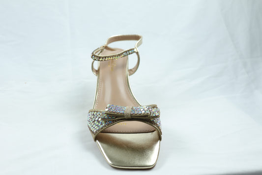 gold bow embellished heels