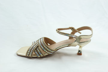 Strappy gold embellished heels