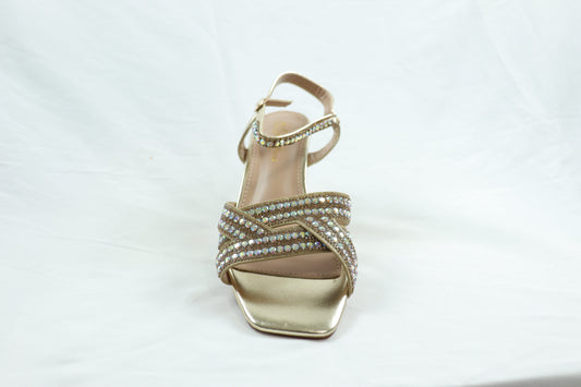 Strappy gold embellished heels