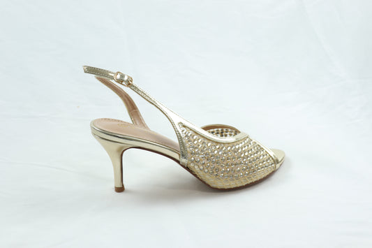 Gold Embellished open toed heels