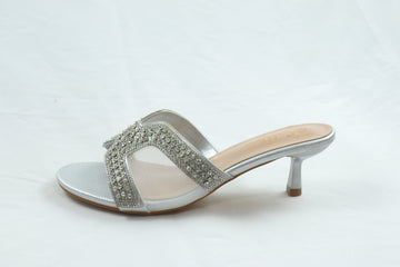 silver H heels