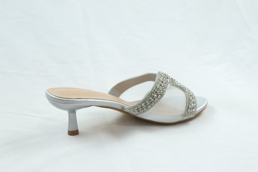 silver H heels