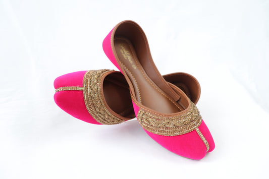 Pink and Gold Chain Power Khussas/Juttis