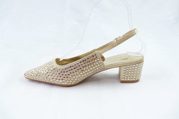 Gold Studded Slingback Heels