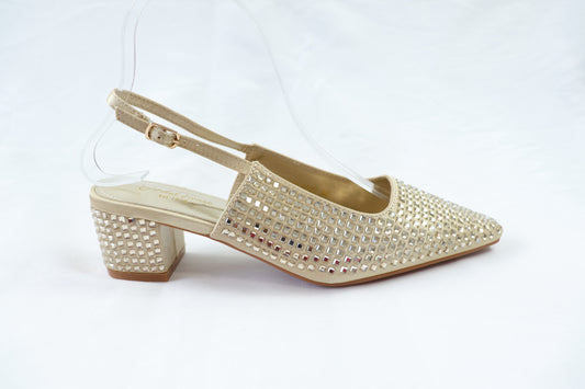 Gold Studded Slingback Heels