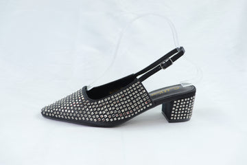 Black Studded Slingback Heels
