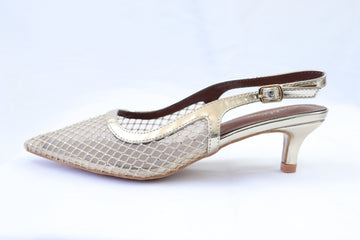Gold Mesh Slingback Heels