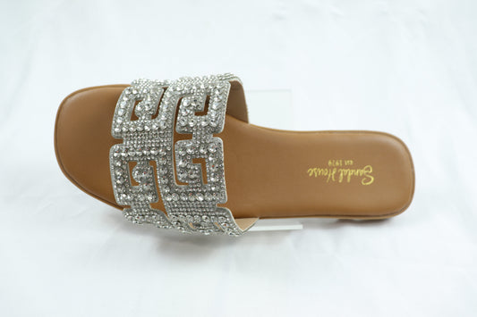 Geometric Silver Crystal Flats