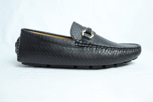 Men’s Black Woven‑Texture Loafer