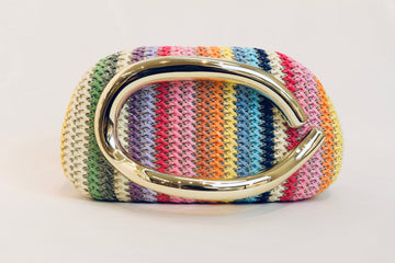 Multicolour Woven C‑Accent Clutch