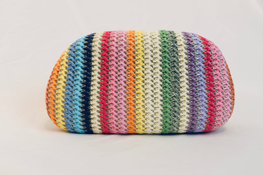Multicolour Woven C‑Accent Clutch